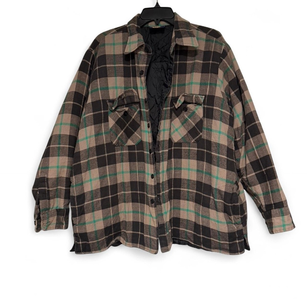 Woodland Quilted Plaid Flannel Jacket 1X | Insulated Shacket